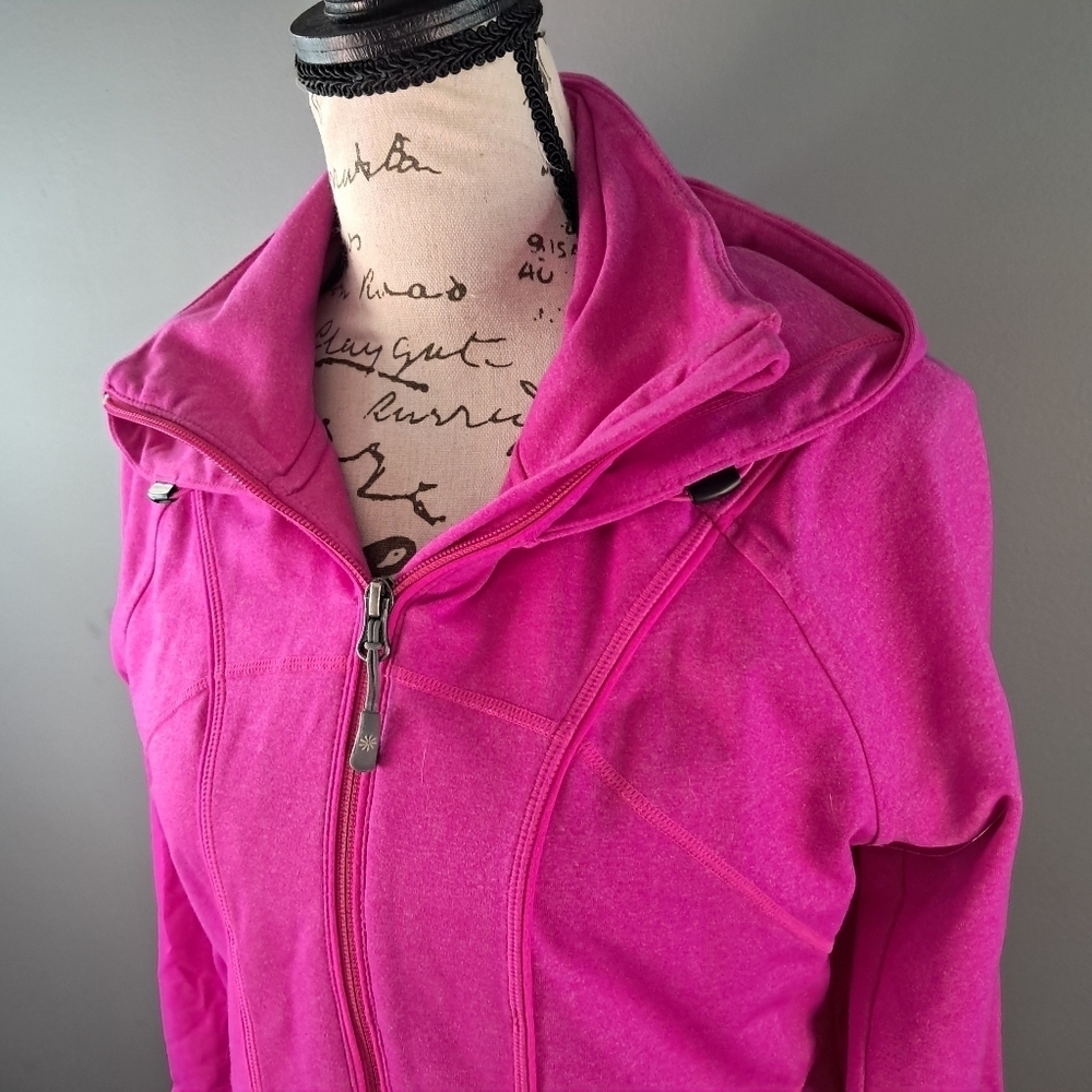 Athleta Rishi Yoga Pink Zip Up Sweatshirt Jacket Hoodie Hot Pink Size Small - Picture 3 of 11